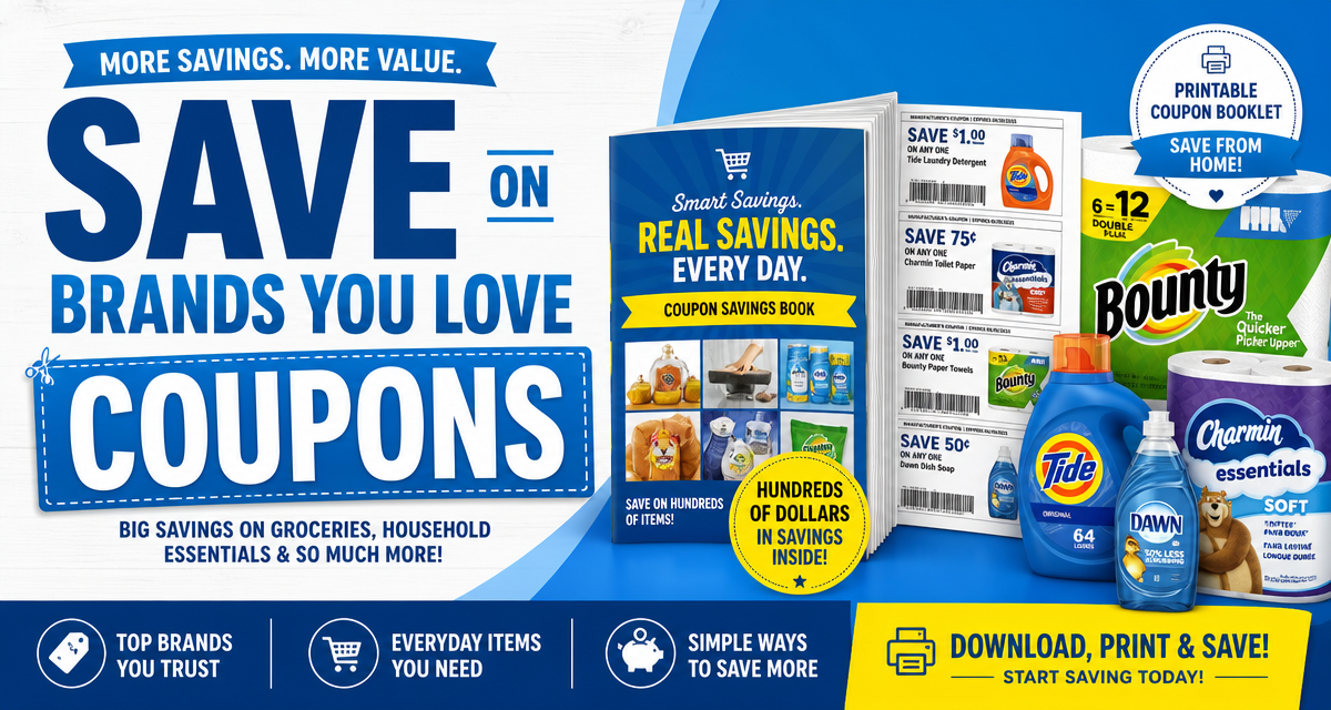 Free coupons and savings on household brands you already buy
